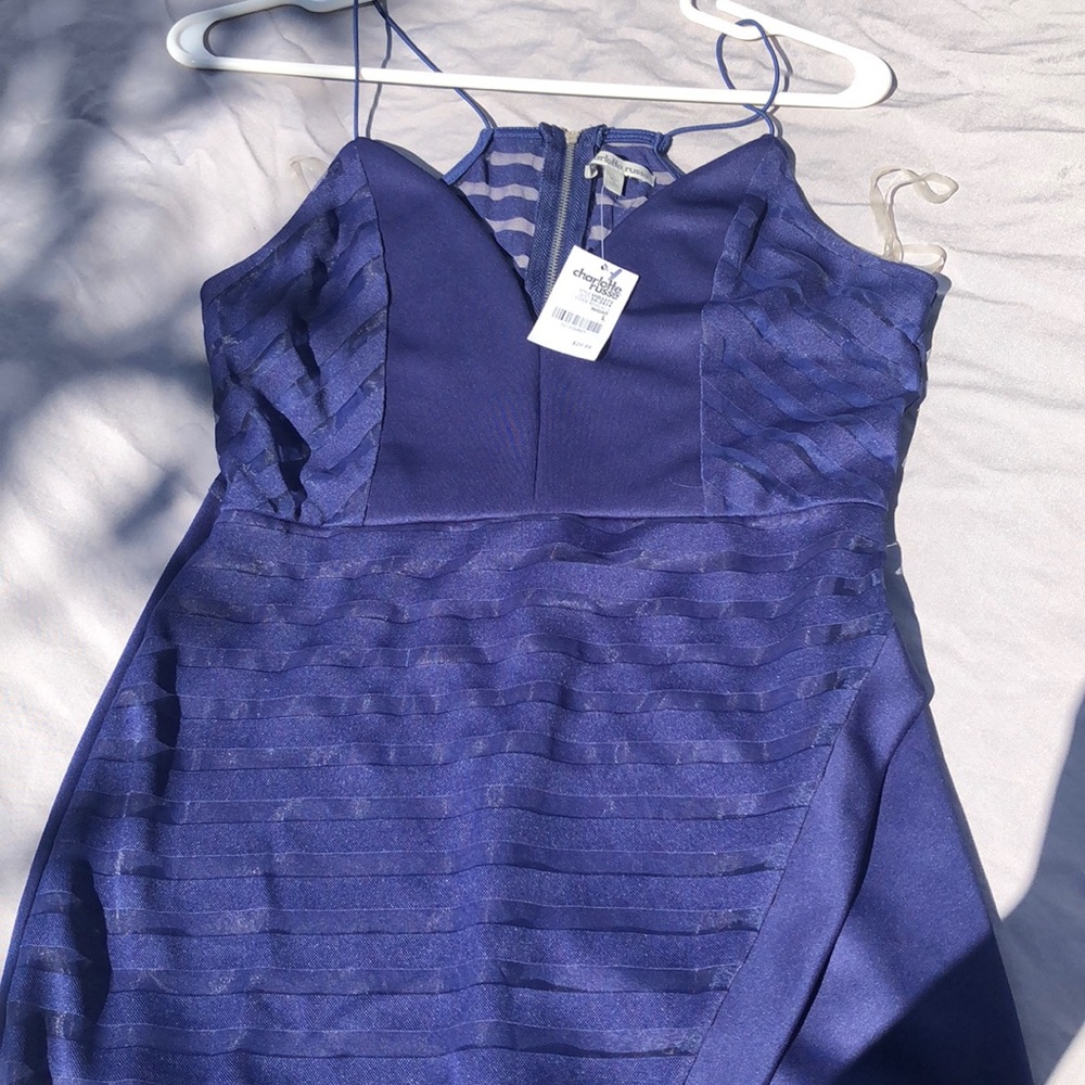 Navy Blue Asymmetrical Skirt Dress
